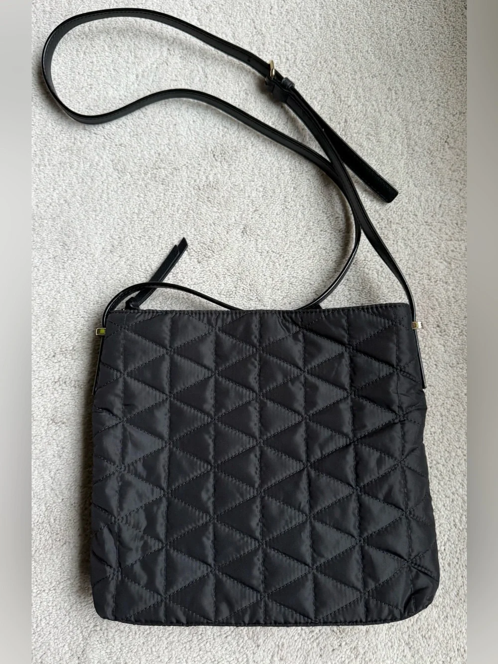 Kate Spade New York Black Quilted Nylon Crossbody Shoulder Bag Gold Tone